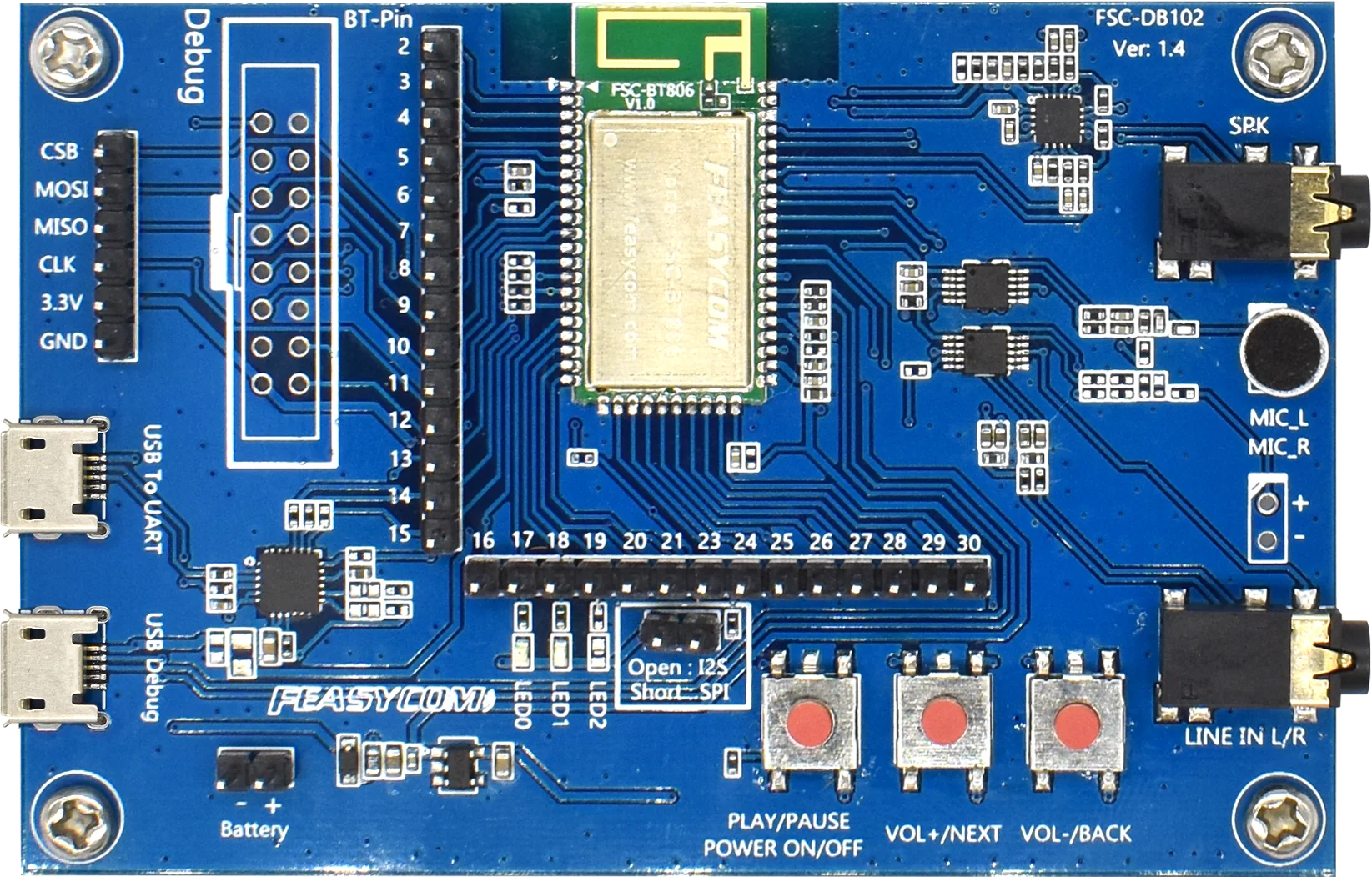 

FEASYCOM CSR8675 Bluetooth 5.0 data audio transmit headset module development board