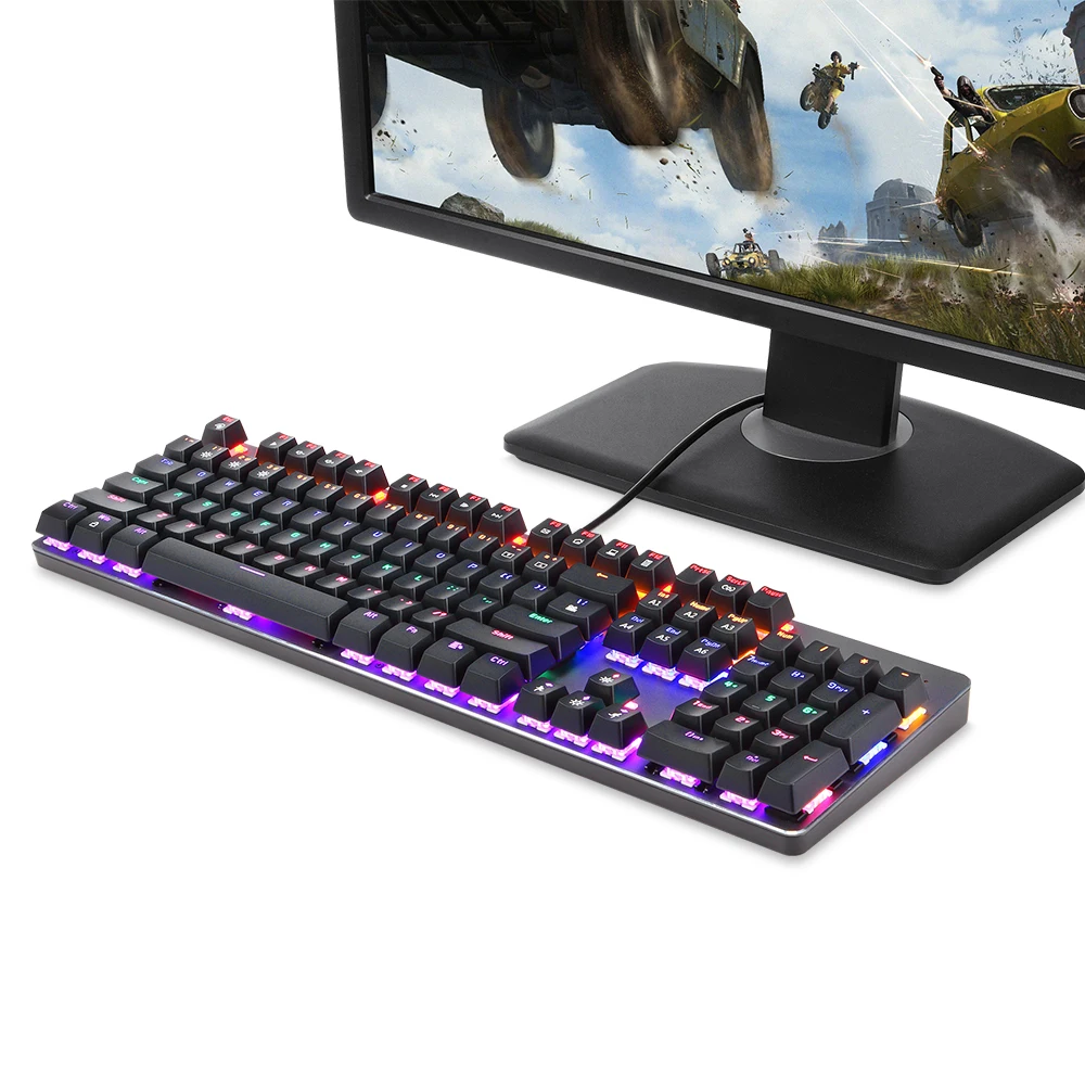 Механическая клавиатура Motospeed K73, смешанный светильник, с RGB, на заказ, светильник, 104 клавиш, игровая клавиатура, синие переключатели для геймеров, ПК