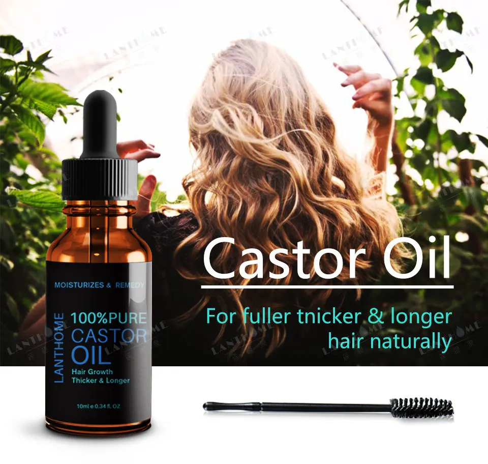 lanthome 10ML Black Castor Oil  Natural Hair Growth  Eyebrow Enhancer Serum Lash Lift Castor Organic Eyelash Growth Essential Oi