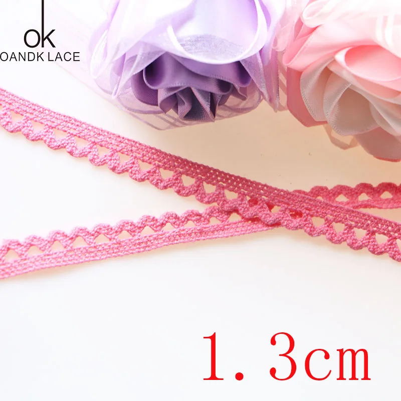 PINK 1.3cm 5yard 5 yard25MM хлопчатобумажная кружевная ткань для дома аксессуары для украшения одежды домашнего текстиля материалы DIY ручной дентеллероза и розовый - Цвет: PINK 1.3cm 5yard