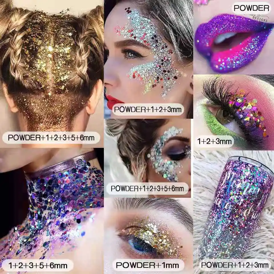 1set Champagne Gold Rose Nail Glitter Mix Powder Sequins Nail Sparkles Shiny Makeup Glitter Dust Art Decorations Nails
