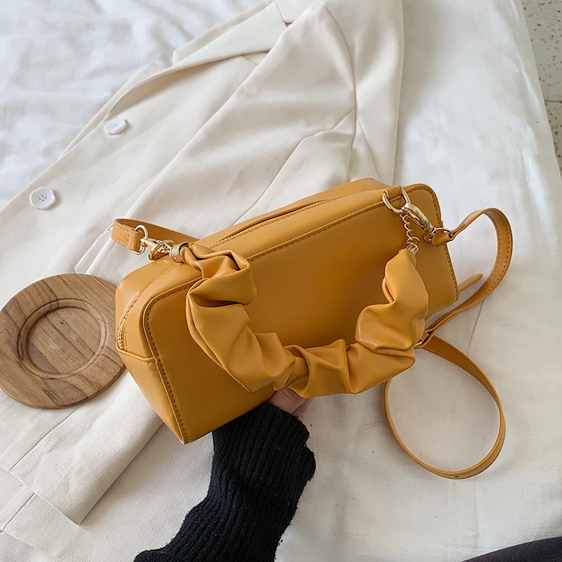 

FANTASY New Pleated Rectangle Stereoscopic Handbags For Women 6 Solid Colors Good Quality Fashion Messenger Shoulder Bag Female