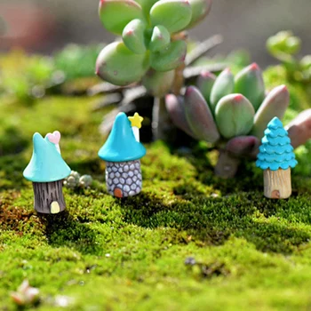 

25PCS Vintage Blue House Miniature Craft Fairy Garden Ornaments Bonsai Landscaping Home Decoration Accessories