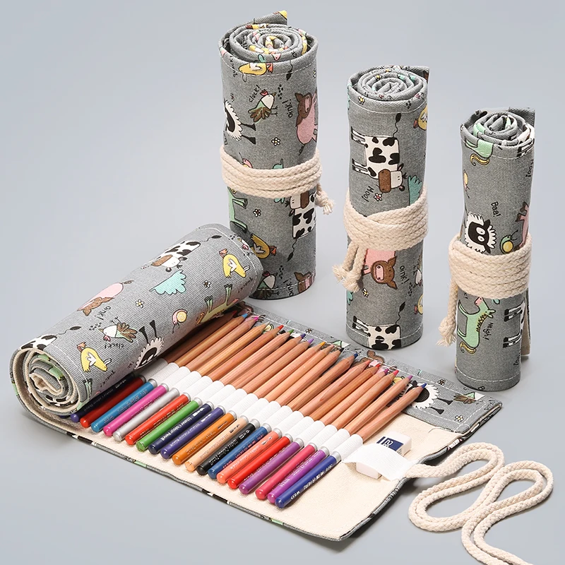 

12/24/36/48/72 Roll Pencil Case For Girls Pencil Bag Stationery Pencilcase Kawaii Canvas School Supplies Pencil Box