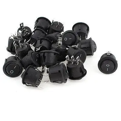 

20 x KCD1 Black Round 3Pin SPDT ON/OFF Rocker Power Switch AC 125V/10A 250V/6A