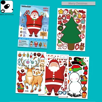 

25pcs Christmas DIY Cartoon Animal Minifigs Stickers Halloween Puzzle Game Love Emoticon Sticker Cute Unicorn Toys for Children