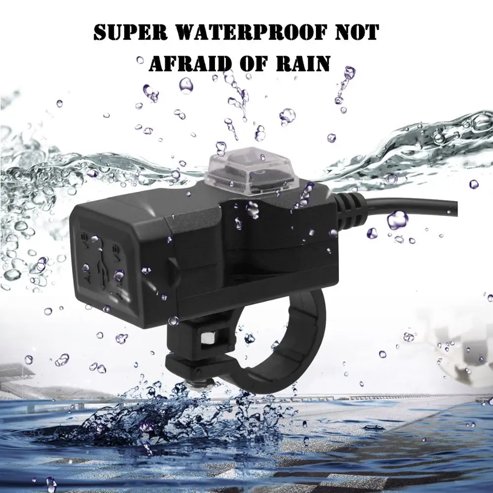 

Dual USB Port Waterproof Motorbike Motorcycle Handlebar Charger With Switch DC5V 3.1A Adapter Power Supply Socket for Phone