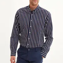 Дефакто Мужские Простые полосатые рубашки с длинным рукавом клетчатые рубашки мужские повседневные рубашки со стоячим воротником Новые-L9832AZ19