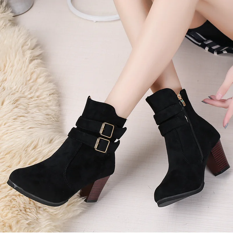 

2019 Autumn And Winter New Style Martin Boots Europe And America Women's Chunky-Heel Short Boots And Bare Boots High-heeled Shoe