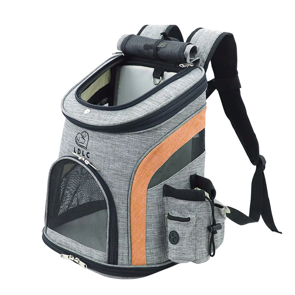 Gray-orange Переносная сумка для собак, кошек, большой емкости, дышащий рюкзак для собак, портативный рюкзак для путешествий на открытом воздухе, рюкзак для перевозки животных - Цвет: Gray-orange