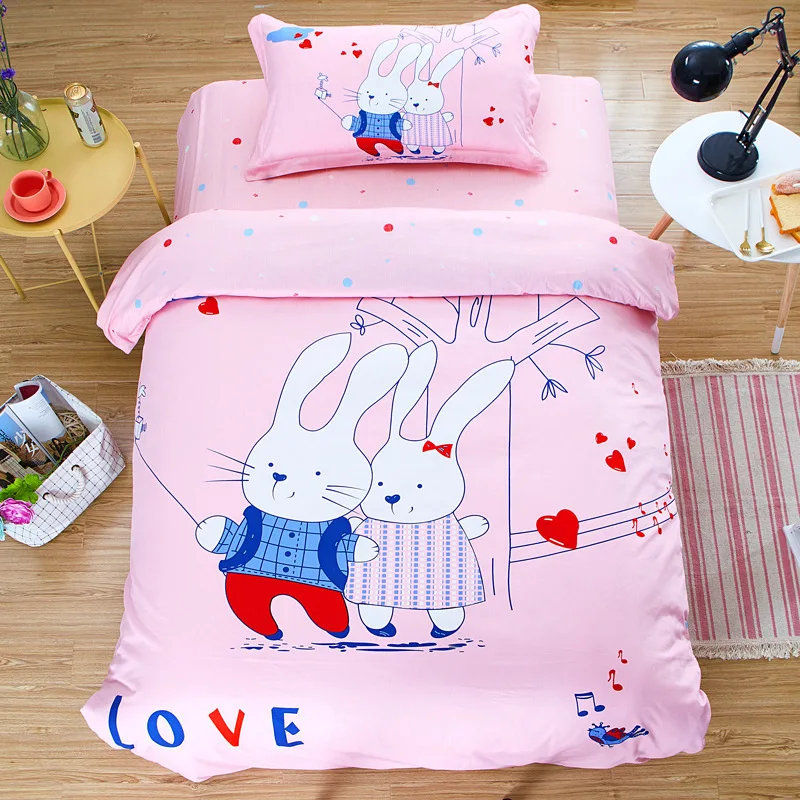 Pure Cotton Bedding Set Child Cartoon Quilt Cover Free Shipping 3pcs Set Bedding Article Student Dormitory Single Bed Girls