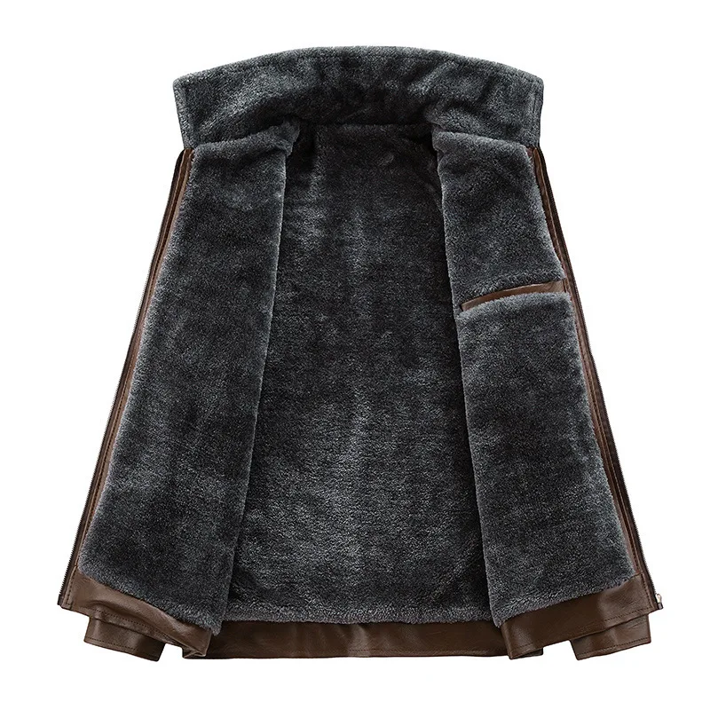 Зимняя мужская куртка из искусственной кожи Новая модная теплая флисовая искусственная кожа мужские куртки, пальто Повседневная ветровка верхняя одежда