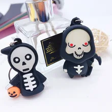 Korean-style Pumpkin Head Doll Keychain Halloween Night Light Men And Women Epoxy Bag Key Chain Creative Small Gifts