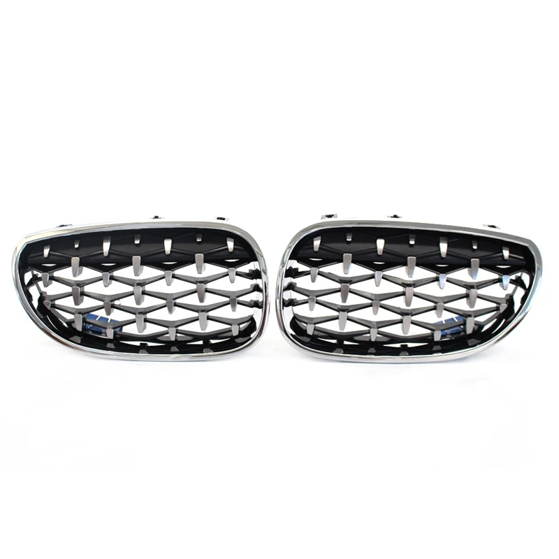 

Glossy Chrome Diamond Mesh Grille Grill for BMW E60 E61 M5 Front Kidney Twin FIns Grille 5 Series 520I 535I 550I 2003-2010
