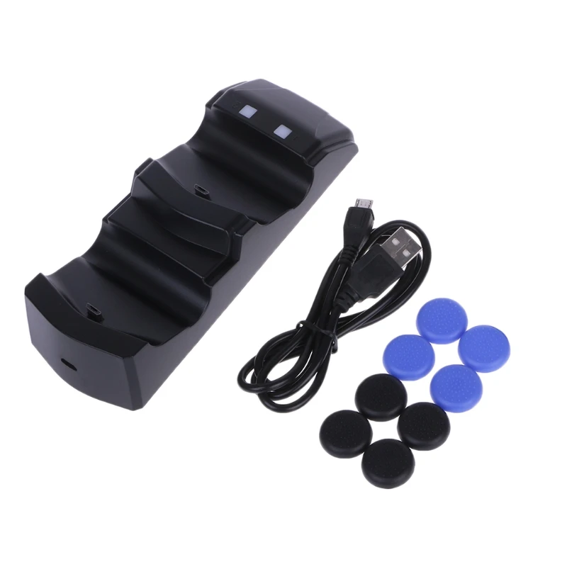 

Charger LED Charging Station Dock With 8 Thumb Grips For PS4 Controller Joystick