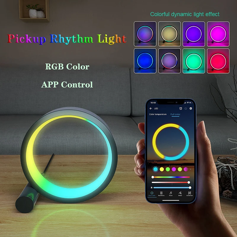 Rgb Ring Night Light Led Desk App Music Rhythm Atmosphere Light App