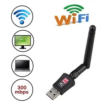 

Mini USB 300Mbps WiFi Wireless Receiver Adapter Network Card with Antenna for PC Networking tool