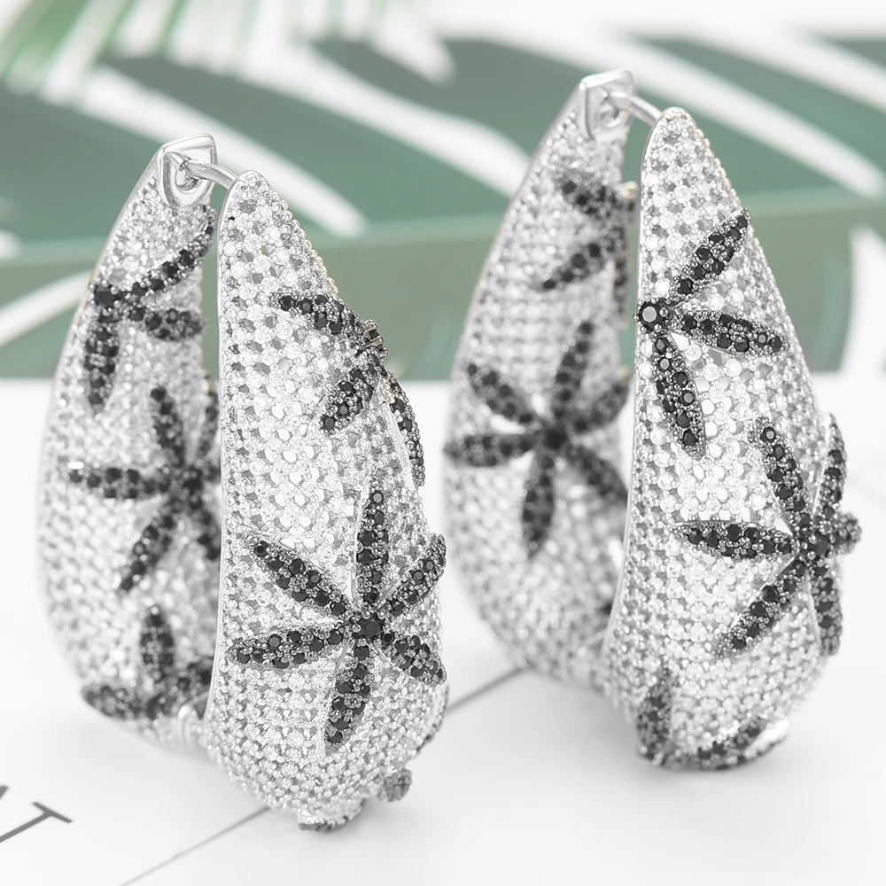 LARRAURI Trendy Cubic Zircon Wedding Bridal DUBAI Earrings Charms Elegant Big Statement Hoop Earrings For Women Fashion Jewelry