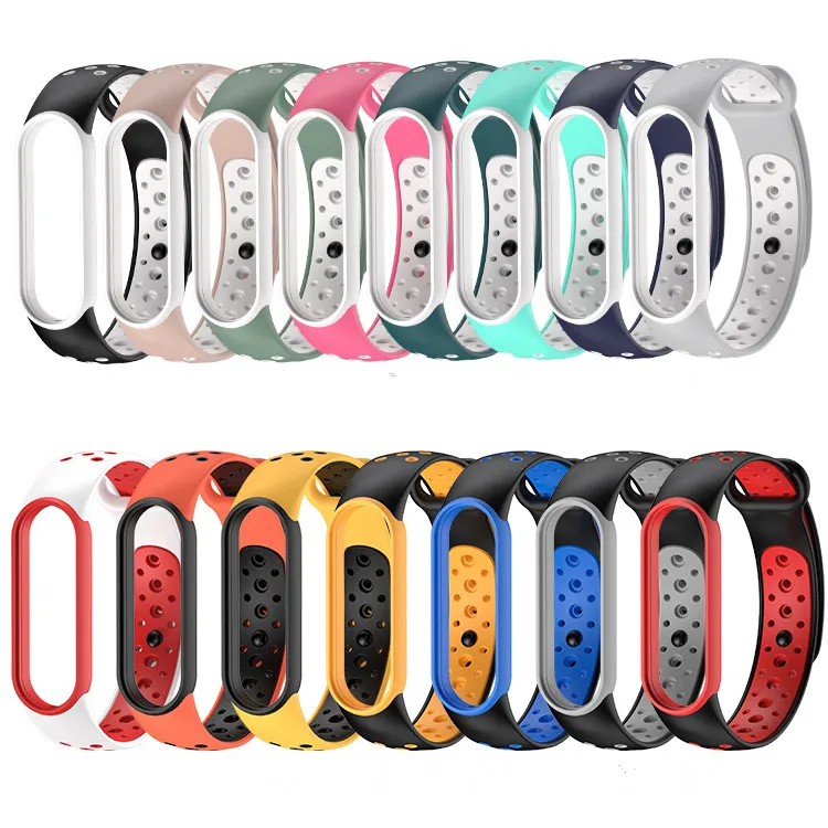 200pcs For Mi Band 5 Silicone Two-color Strap Porous Anti-sweat Breathable Bracelet Xiaomi MiBand Smartwatch Wrist | Электроника