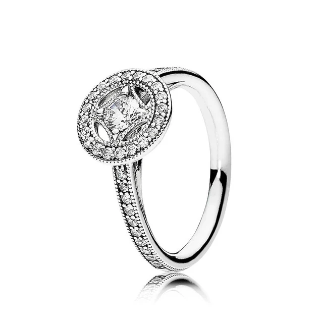 100% 925 пробы серебро 191006CZ винтажное очаровательное кольцо элегантное