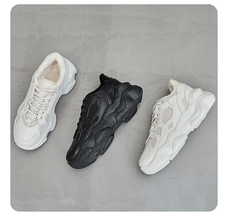 ERNESTNM/теплая плюшевая женская обувь; zapatillas mujer; кеды на высокой платформе; Новинка года; женская обувь; цвет черный, белый; дышащие кроссовки
