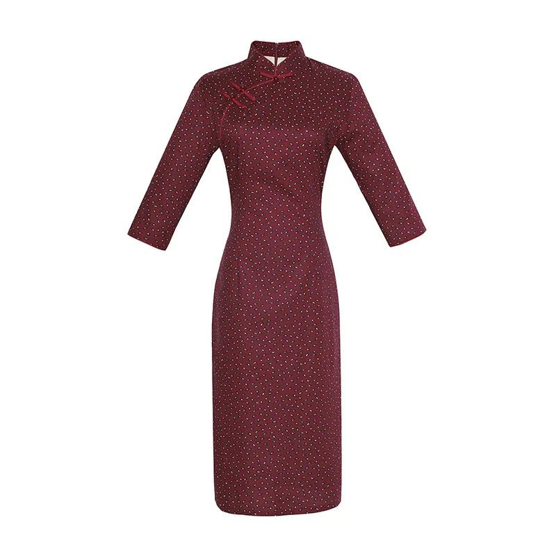 M-3XL до колена Cheongsam Китайский Стиль Мандарин воротник короткое платье Весна Женские Хлопок Qipao Тонкий платья для вечеринок Vestido - Цвет: 3811