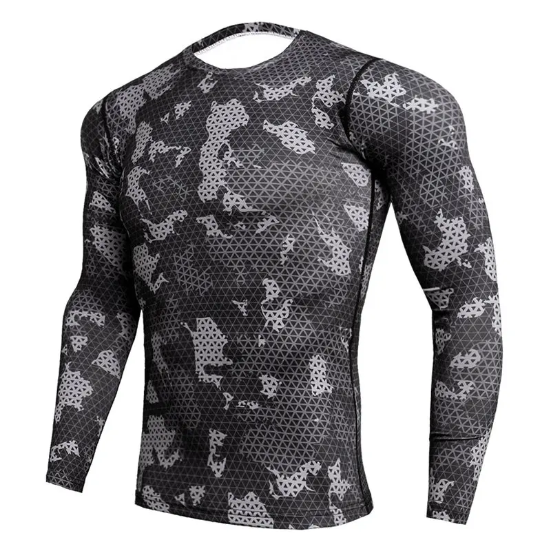 TC110 Быстросохнущая Мужская футболка Rashgard Crossfit с длинным рукавом, Спортивная мужская камуфляжная футболка для фитнеса, гимнастики, тренировок, пробежек - Цвет: TC110