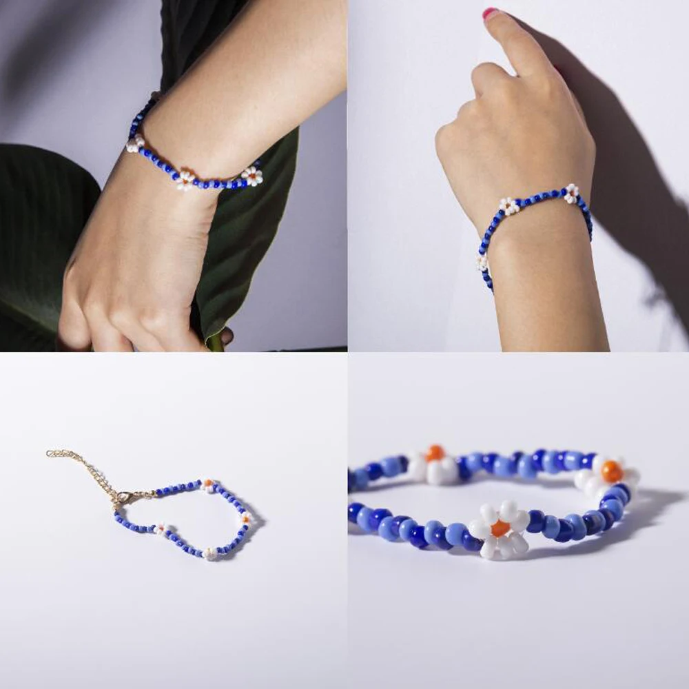 Boho красочные маленькие бусы колье для женщин Простой Бисероплетение Цветок ожерелье ручной работы воротник ювелирные изделия колье Femme