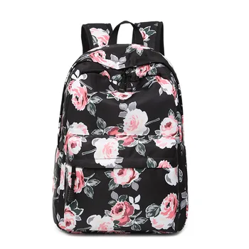 

Fashion Waterproof Nylon Women Backpack Flower Printing Female School Rucksack Young Girls Laptop Bagpack