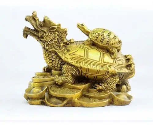 

Chinese FengShui Pure Bronze Wealth Money Evil Dragon Turtle Tortoise Statue