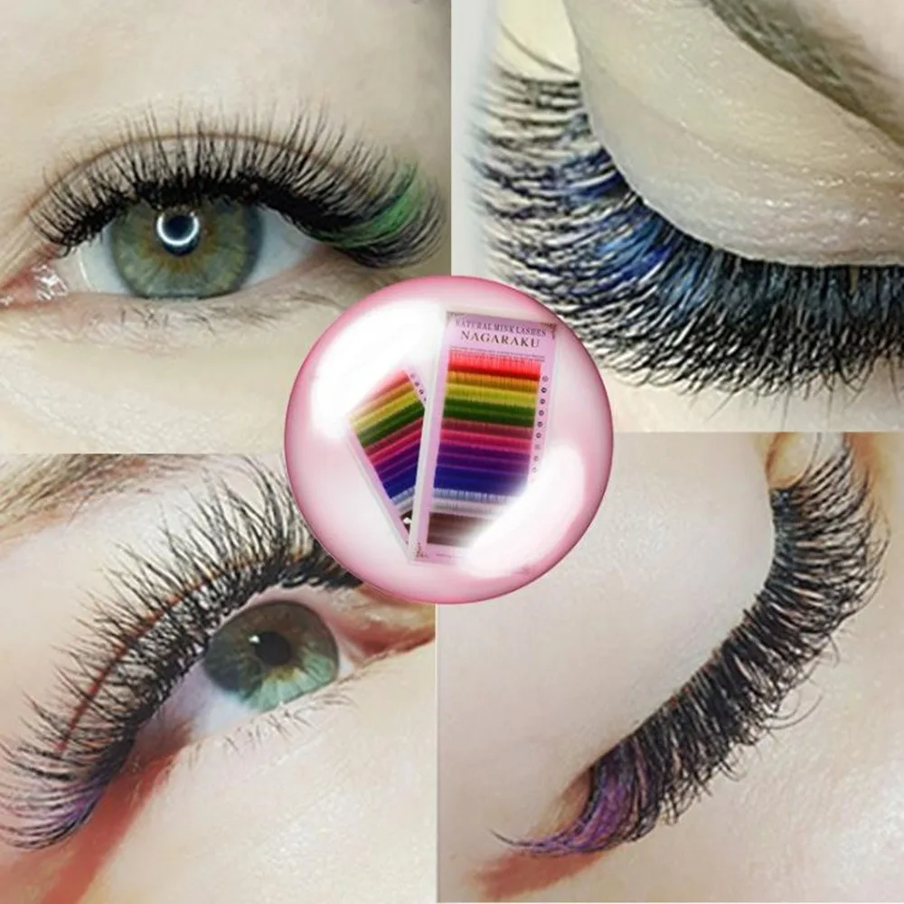 2020 new hot  Grafted Eyelashes Excellent Wool Macaron Natural Slender Artificial Mink Hair Color False Eyelashes