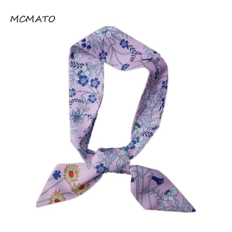 

95cm*5cm Small Long Woman Silk Scarf New Design Foral Print Head Scarf Fashion Ladies Handle Bag Ribbons Fashion Accessories Tie