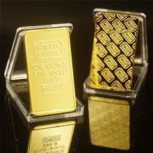 Commemorative Coin Square Gold Plated Bar Swiss Block 1 OZ Commemorative Block Swiss  Gold Plated Block Badge Gift Souvenir Coin