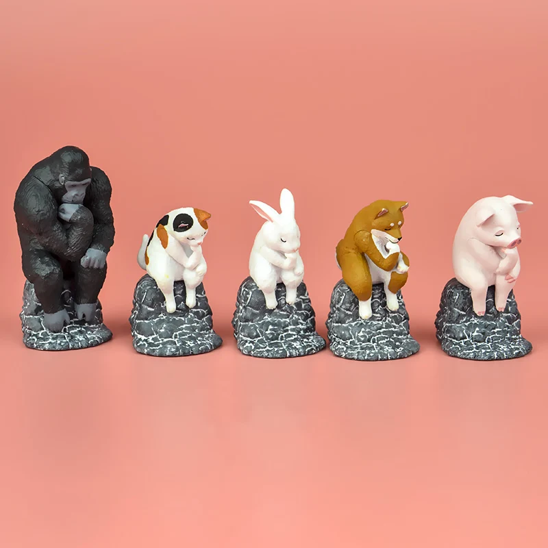Япония натуральная gashapon капсулы игрушки funny Le Penseur gorilla King Kong Косплей shiba Лисья