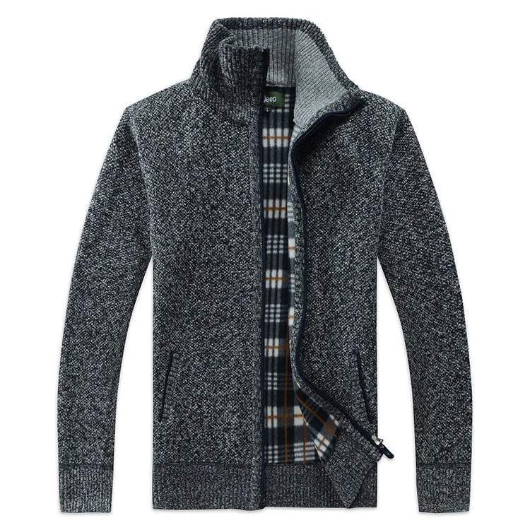 Осень и зима Высокое качество Новые продукты утолщение Мода британский стиль тонкий свитер мужской кардиган на молнии вязанная куртка