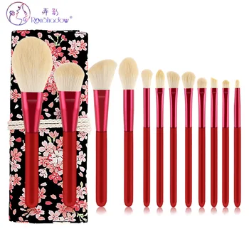 

Pro 12pcs China-red Makeup Brushes Set Wooden Handle Foundation Blush Concealer Powder Eye Shadow Blending Cosmetic Beauty Tools