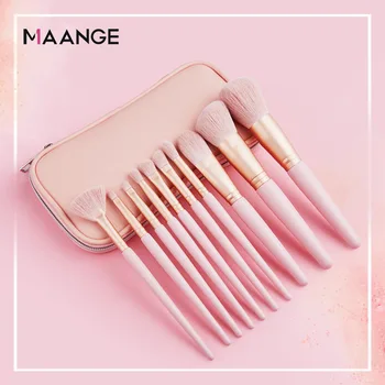 

MAANGE Pro 10Pcs Makeup Brushes Set Multifunctional Brush Powder Eyeshadow Make Up Brush With Portable PU Case Beauty Tools
