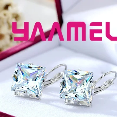 Newest Trendy Fashion Jewelry 925 Sterling Silver Korean Style Waterdrop Oval Square Austrian Crystal Brincos Earrings for Women