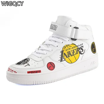 

WIGQCY 2020 new spring men shoes sneakers fashion comfortable casual shoes color matching couple shoes high-top shoes D039