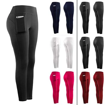 

Sport Leggings Women Sportswear Fitness Women Running Leggings Sport Pants Pocket High Waist Running Pants Training d#