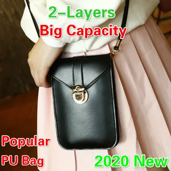 

Popular Mini Phone Bags Women Leather Bag Cards Fashion PU Portable Girls Lovely Bag Shoulder Bag Corssbody Waterproof Bags