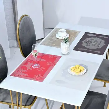

6pcs Table Placemat Snowflake Heat-resistant Placemat Dining Mat Coaster Cup Pad Northern Europe Placemats Cup Mat for Christmas
