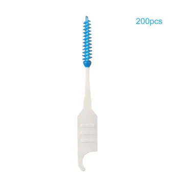 

200 Pcs/Box Soft Interdental Brush Silicone Disposable Dental Floss Brush Teeth Stick Tooth Picks Oral Care Floss Cleaning Brush