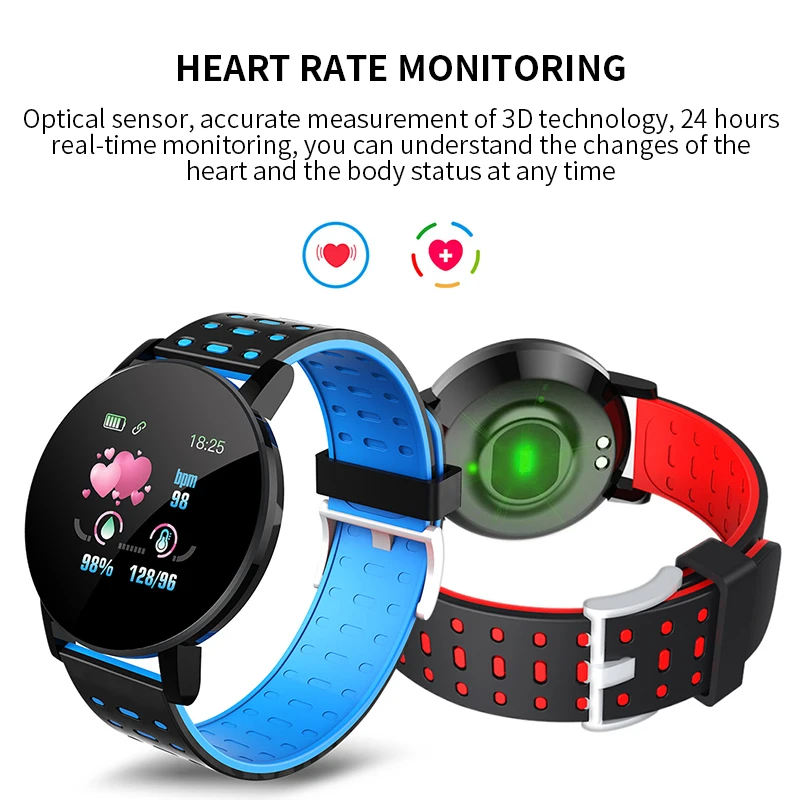 119 плюс умные часы водонепроницаемые с монитором сердечного ритма фитнес-трекер Informaition напоминание женский браслет мужские умные часы