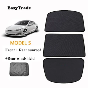 

For Tesla Model S Accessories Car Sun Shade Mesh Front Rear Overhead Roof Sunshade Sun Visor Sunscreen UV Heat Insulation Film