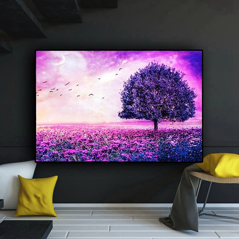 

Miaodu Purple Flower Tree 5D DIY Diamond Painting Mosaic Embroidery Diamond Painting Cross Stitch Embroidery Crafts Painting