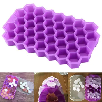 

BPA Free Honeycomb Ice Cube Tray 37 Cubes Silicone Ice Cube Maker Mold With Lids For Ice Cream Party Whiskey Cocktail Cold Drink