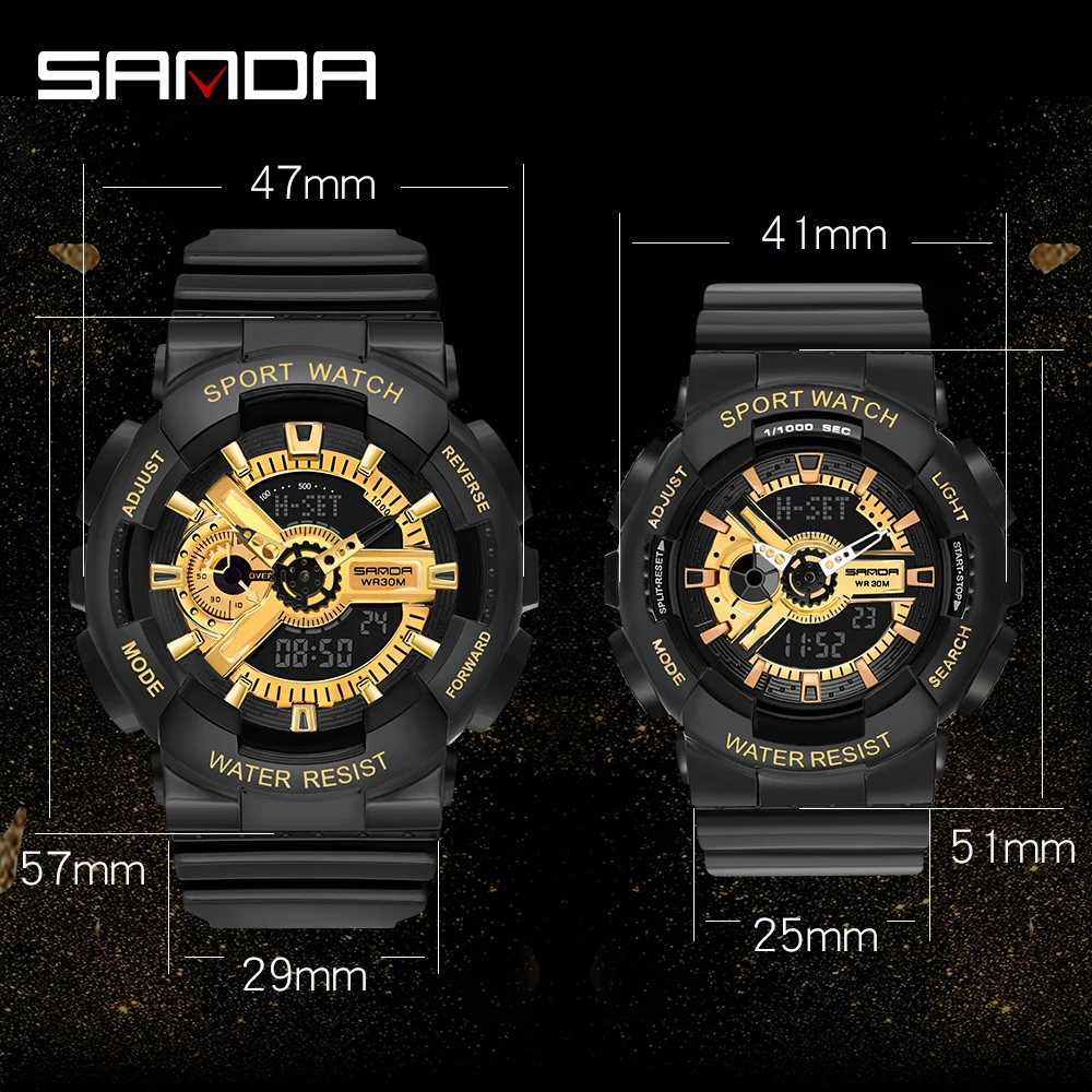 SANDA Лидирующий бренд G стильные спортивные часы мужские военные цифровые