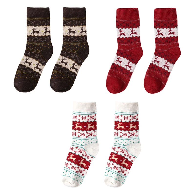 Женские длинные носки; зимние теплые рождественские подарки; плотные мягкие хлопковые носки; милые носки с Санта-Клаусом и оленем; рождественские носки с героями мультфильмов - Цвет: Set 4