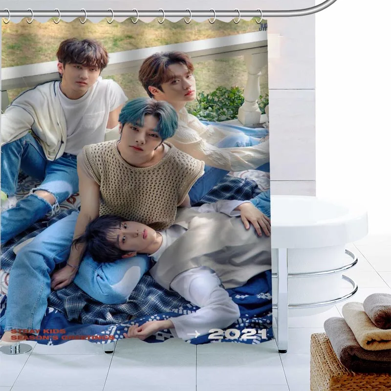 

Modern Stray Kids Shower Curtain Decor Waterproof Polyester Fabric Bath Curtain 180X180cm Eco-friendly Bathroom Curtain 0622